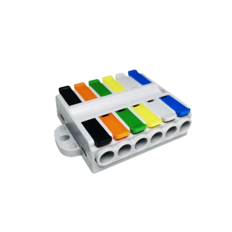 Клемма проходная Tactix 0,5-6 мм2 41А 6х1-6х1 одинарная 39х53,5х13,5 мм крепеж 3,5 мм Разноцветный (226-6Pc)