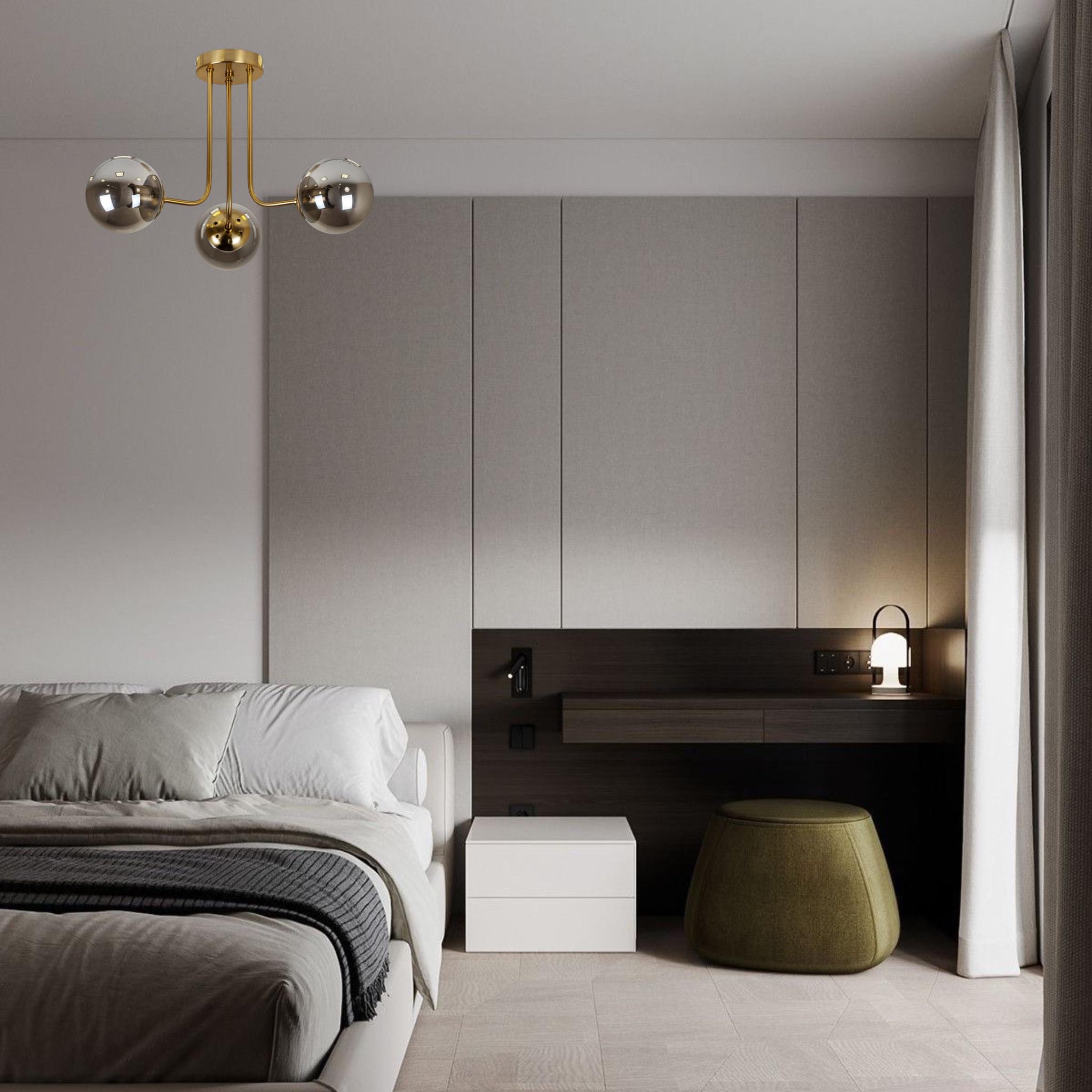 Люстра стельова Triple Glow із 3 плафонами-кульами Бронзовий/Графітовий (52-9908-3 BRZ+BK) - фото 3 Люстра стельова Triple Glow із 3 плафонами-кульами Бронзовий/Графітовий (52-9908-3 BRZ+BK) - фото 3