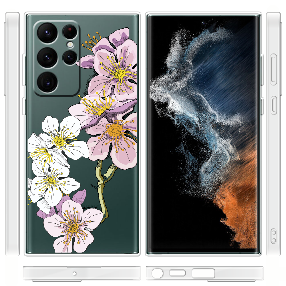 Чехол BoxFace Samsung Galaxy S22 Ultra (S908) Cherry Blossom Прозрачный силикон (44181-cc4-44181) - фото 3