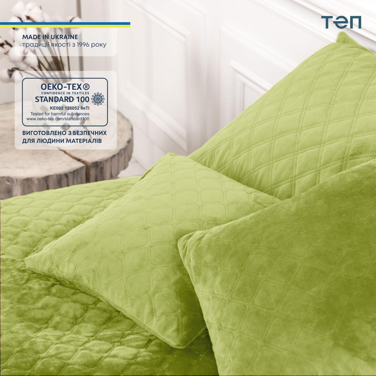 Покрывало велюровое мягкое Ромб/круглый двуспальное 180х240 см Салатовый - фото 8