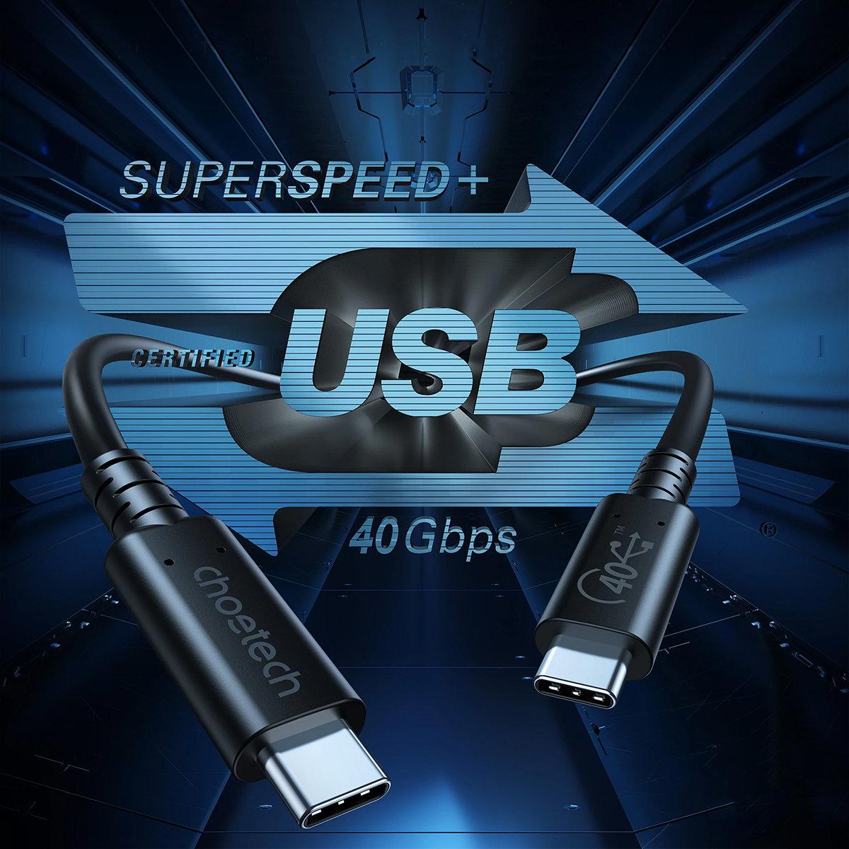 Кабель Choetech USB C to C USB4 Gen3 100 W 40Gbps/8K 0,8 м (XCC-1028) - фото 6