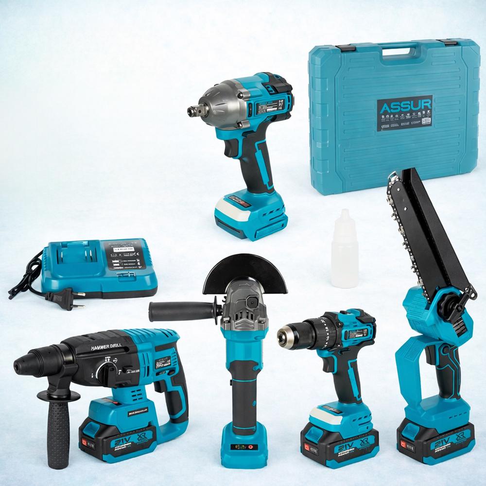 Набір акумуляторного інструменту 5в1 безщітковий у кейсі 3 акумулятори21 V /30 Ah (ASR1201)