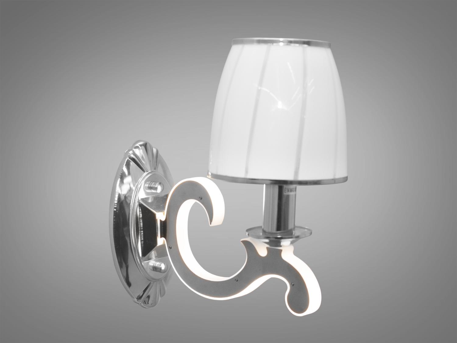 Бра классическое со стеклянными и LED подсветкой на рожке 8316/1HR 4100K Хром (8316/1HR 4100K)