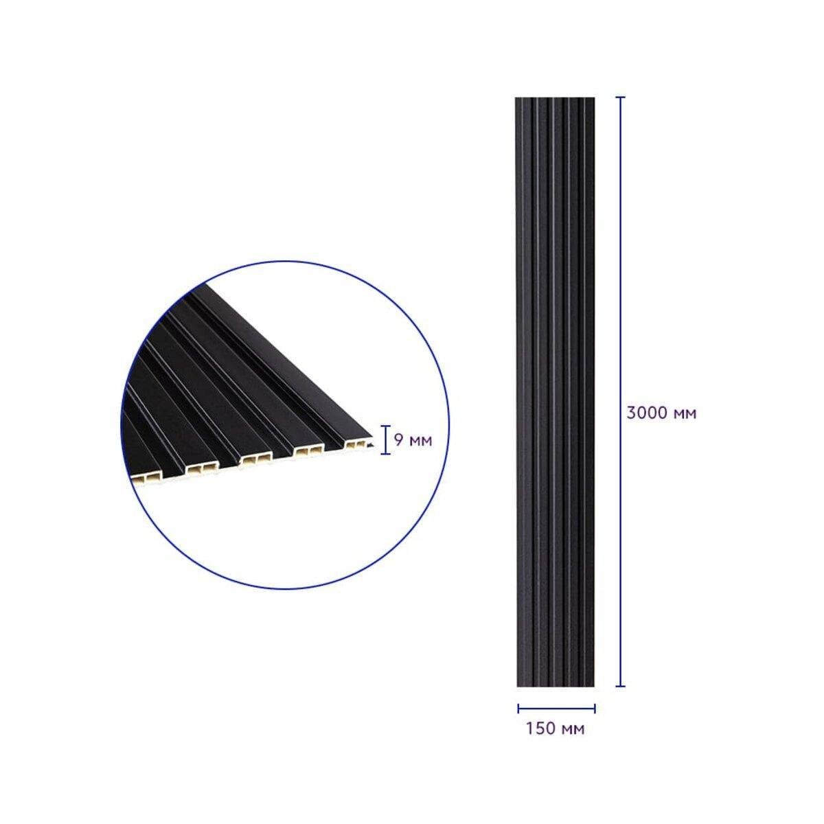 Рельс декоративный WPC стеновой 3000х150х9 мм Антрацит (SW-00001869) - фото 3 Рельс декоративный WPC стеновой 3000х150х9 мм Антрацит (SW-00001869) - фото 3