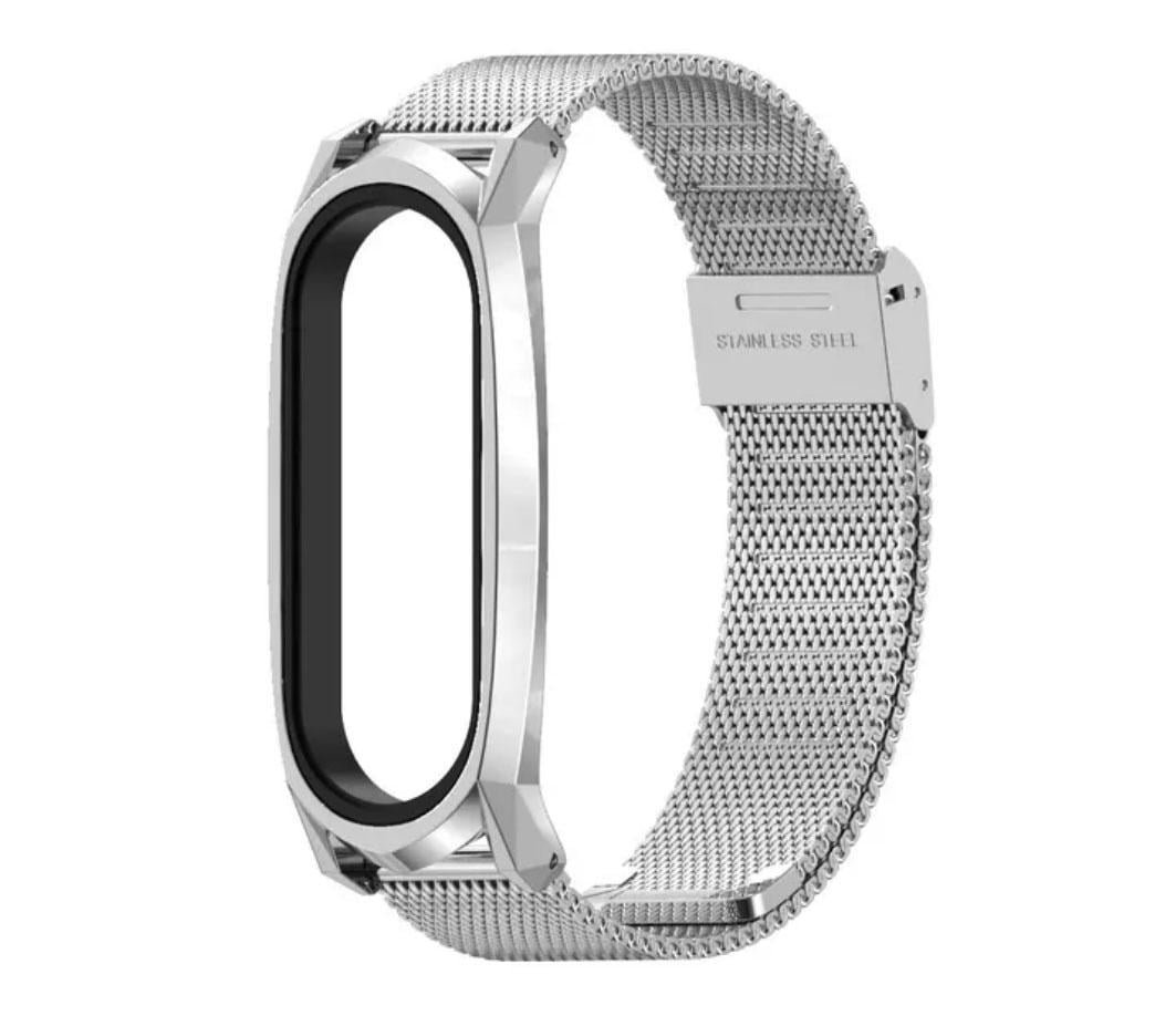 Ремешок металлический Mijobs миланское плетение для фитнес браслета Xiaomi Mi Smart Band 7 Silver Ремешок металлический Mijobs миланское плетение для фитнес браслета Xiaomi Mi Smart Band 7 Silver