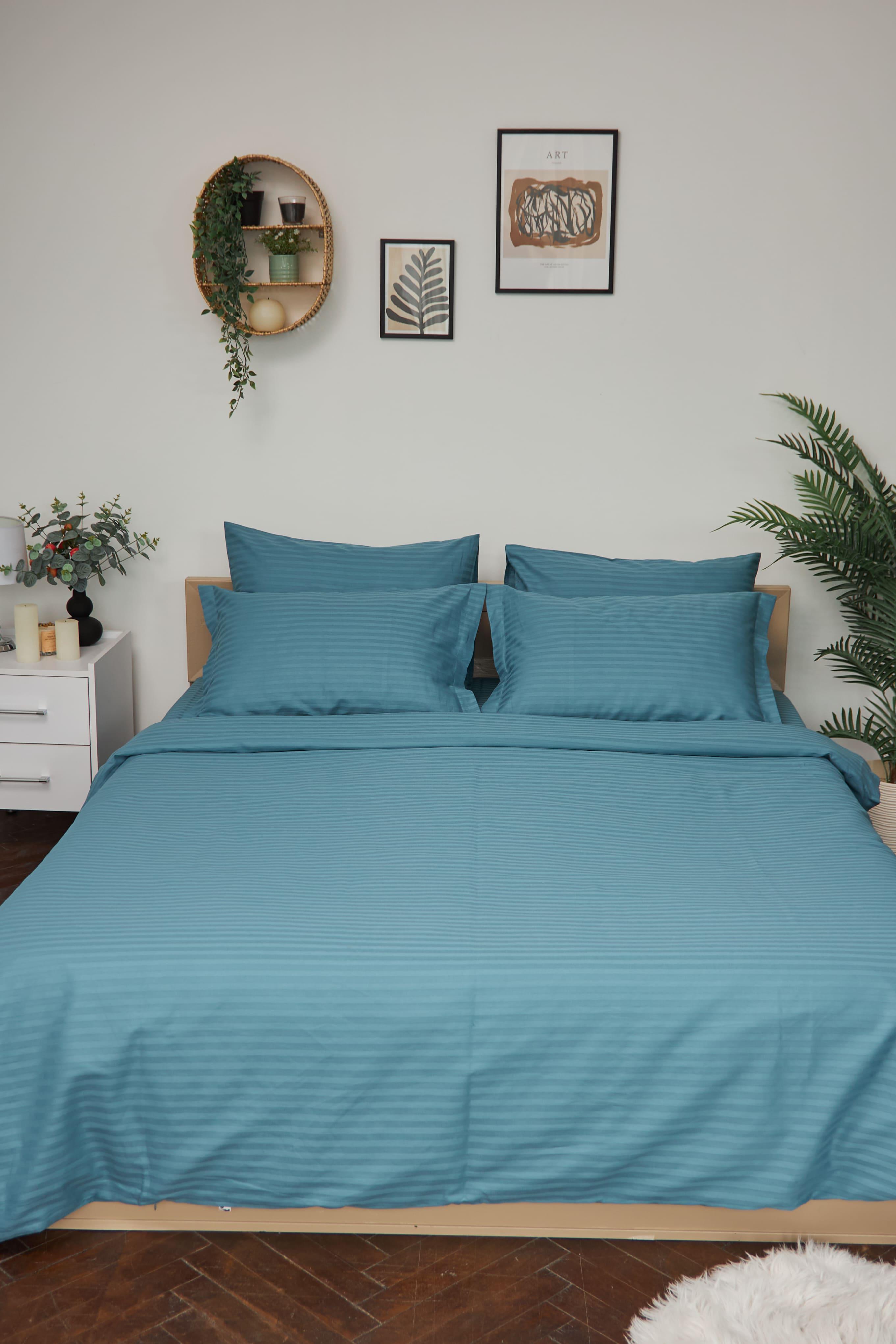 Пододеяльник Moon&Star Stripe Stripe Green satin двуспальный 175х210 см (MS-870000432)