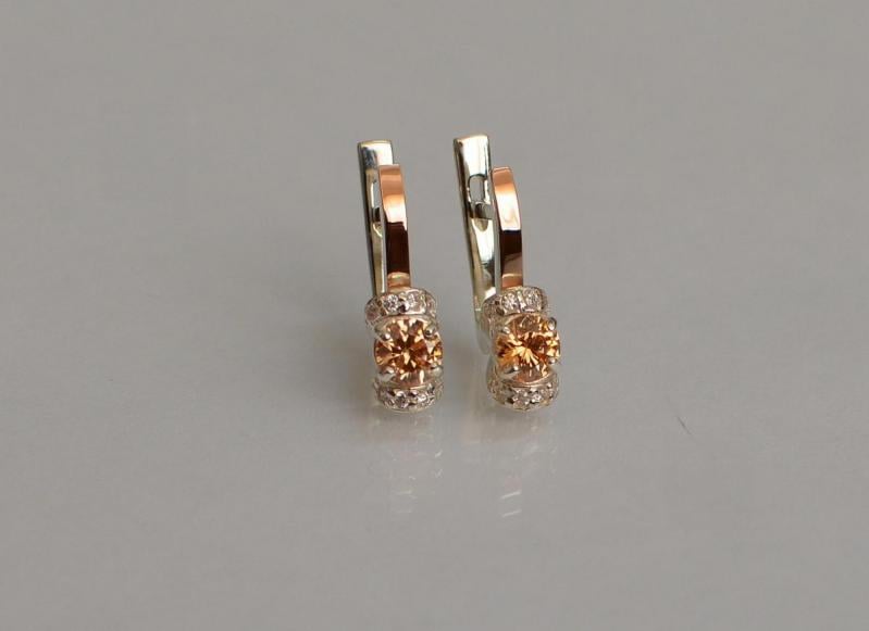 Серебряные серьги Sil с золотом 137s-4 Шампань (Sil-1222)