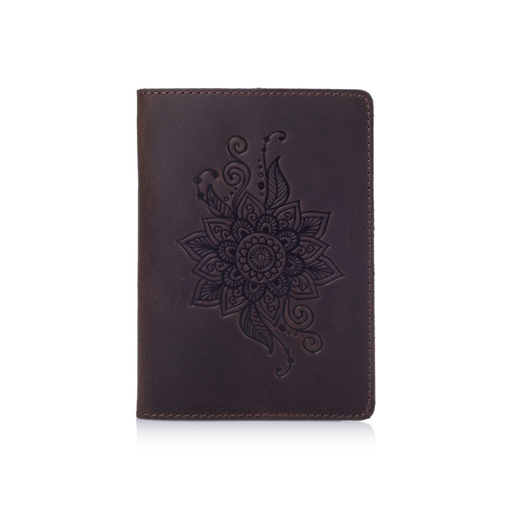 Обложка для паспорта с художественным тиснением Mehendi Classic Коричневый (PC-01-S19-1106-T006)