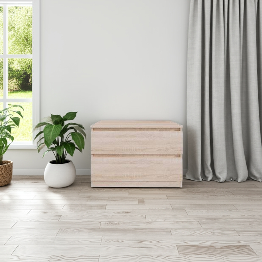 Комод MEBEX на 2 ящика 80х40х54,4 см Дуб Сонома (VM2B800DS)