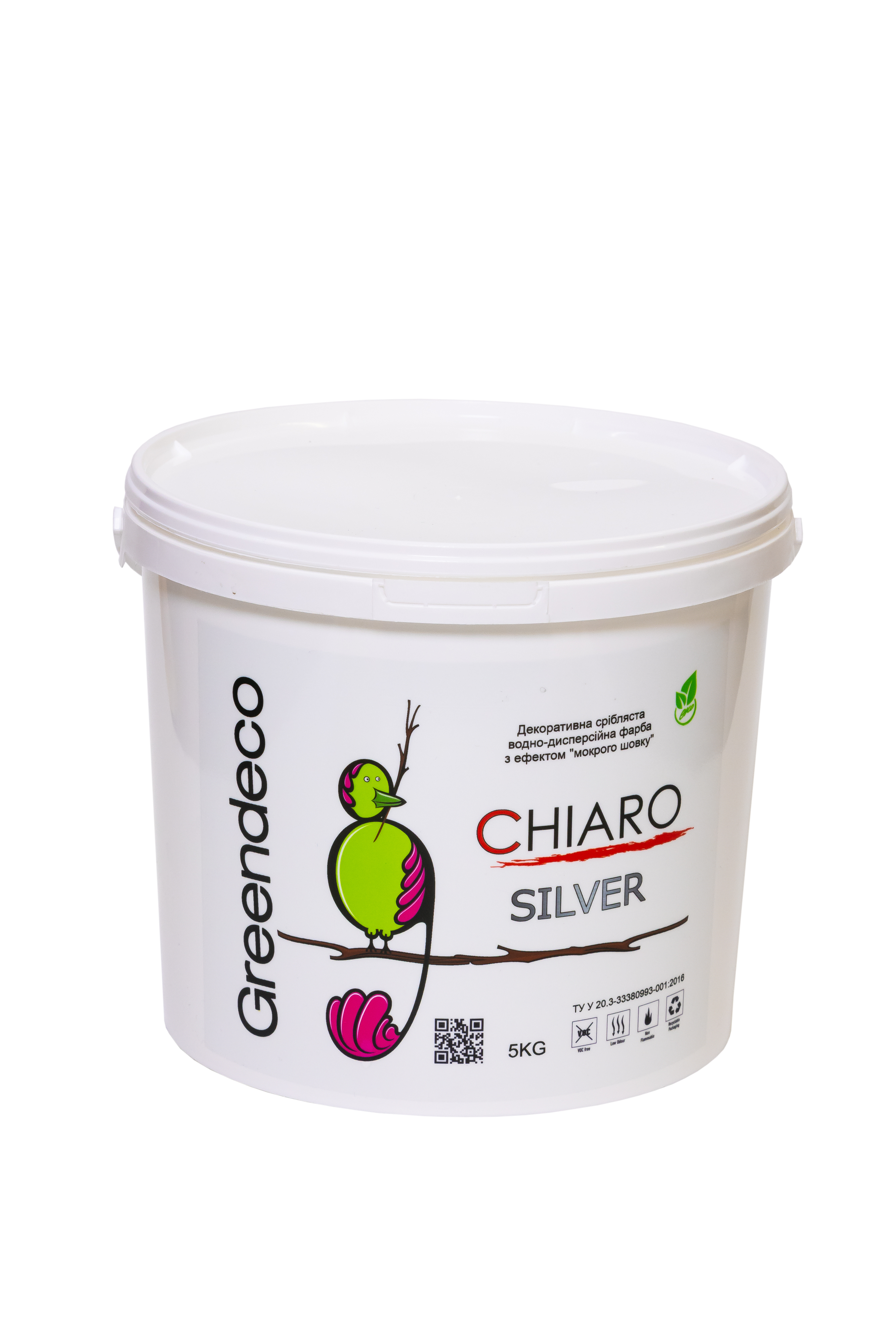 Фарба декоративна Greendeco Chiaro Silver з ефектом мокрого шовку 5 кг (000001211)