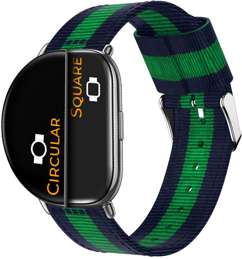 Ремешок тканевый Canvas для ZEPP E Square/Circular Blue/Green (26331)