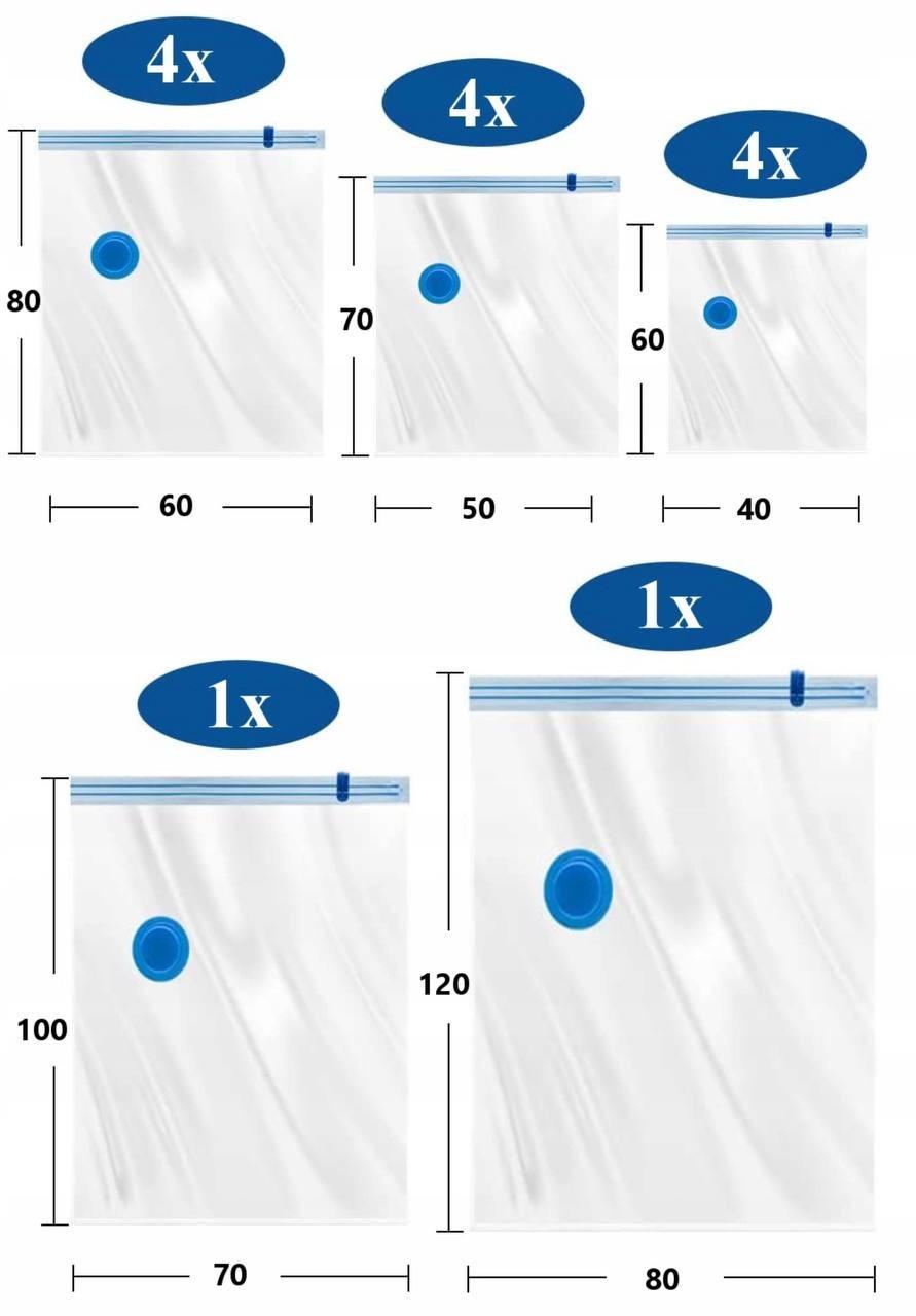 Набір вакуумних пакетів для зберігання продуктів та одягу 14 шт. з насосом для вакуумації - фото 4