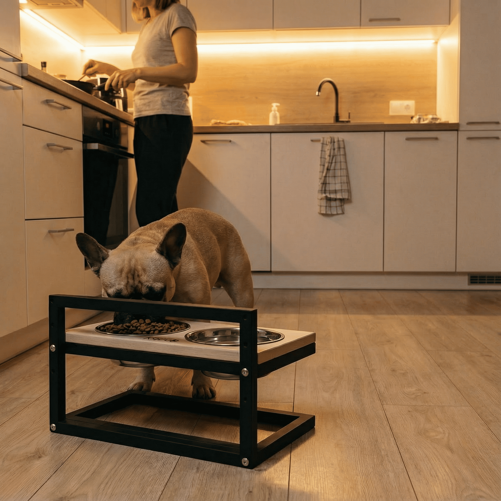 Миски на регулируемой подставке для маленьких собак Hollky Flex S 2х0,45 л (FS-422523-BLNH) - фото 1 Миски на регулируемой подставке для маленьких собак Hollky Flex S 2х0,45 л (FS-422523-BLNH) - фото 1