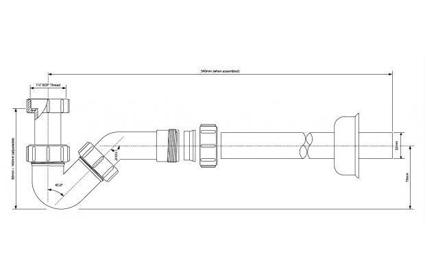 Сифон для биде Mcalpine 1,1/4х32 с розетой без слива (HC23) - фото 2