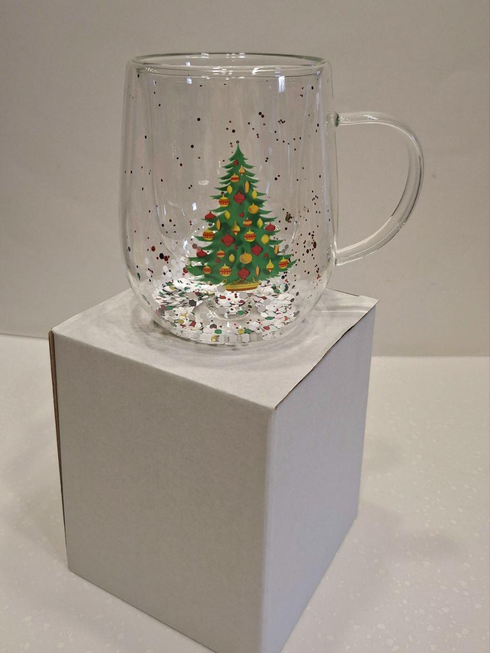 Кружка з подвійного скла Новорічна-1 300 мл (1747) - фото 2 Кружка з подвійного скла Новорічна-1 300 мл (1747) - фото 2