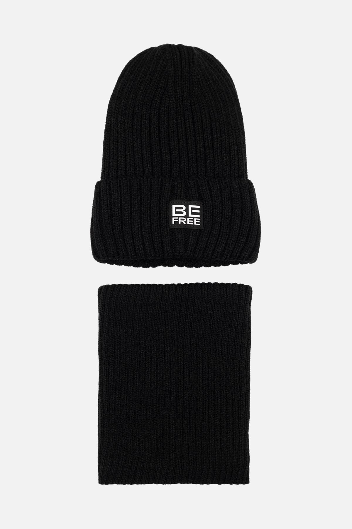 Комплект для девочки шапка/шарф 54-56 см Черный (ЦБ-00262990)