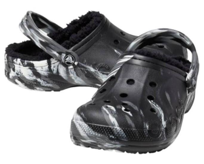 Крокси для хлопчика Crocs Baya Lined Marbled Clog Black р. 27/28 Чорний (26243)