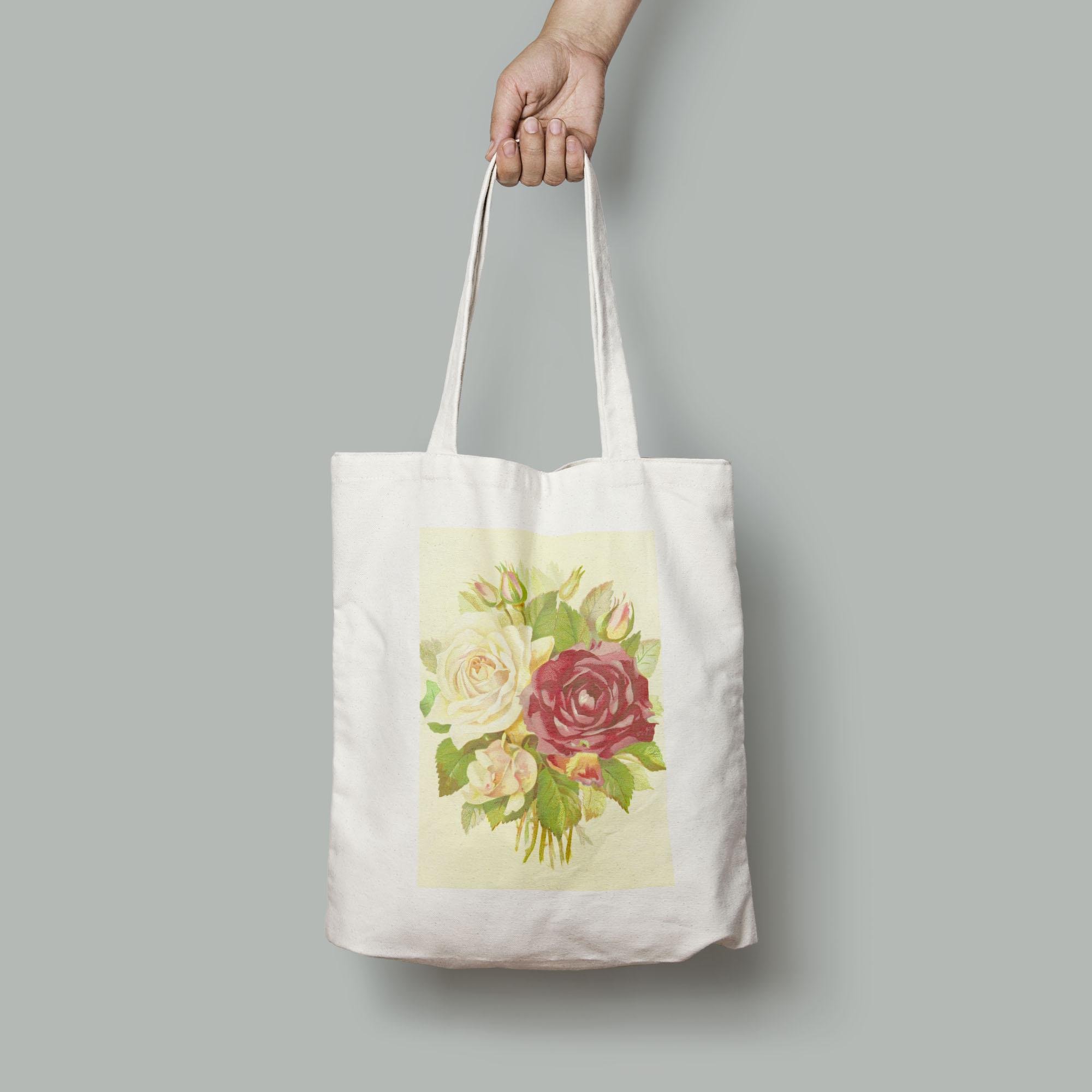 Эко-сумка Винтажный цветочный принт букет роз шопер (Flowers_1917007_Bag)