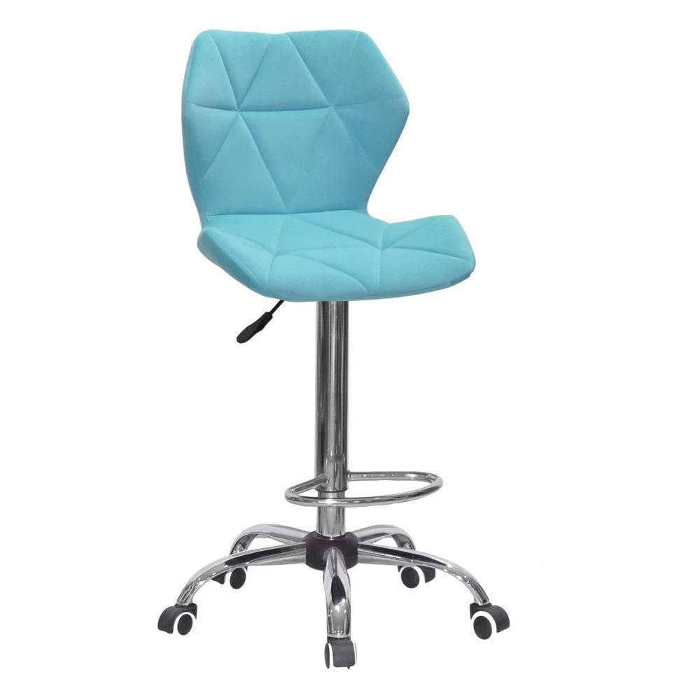 Стул TECHNO OFFICE HIGH CHROME бархат Голубой (900486)