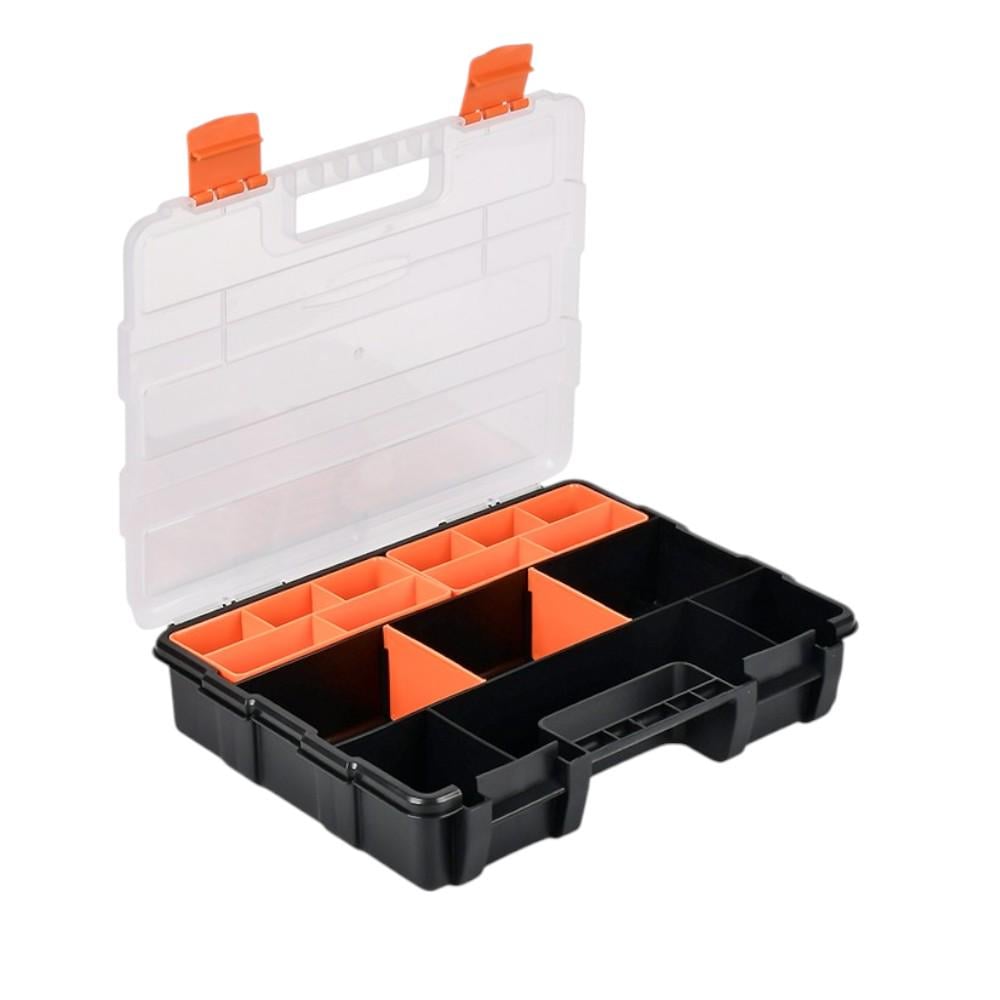 Органайзер для рибальських снастей Stenson R95629 з прозорою кришкою 29х22х6 см Чорний з помаранчевим (584a8985)