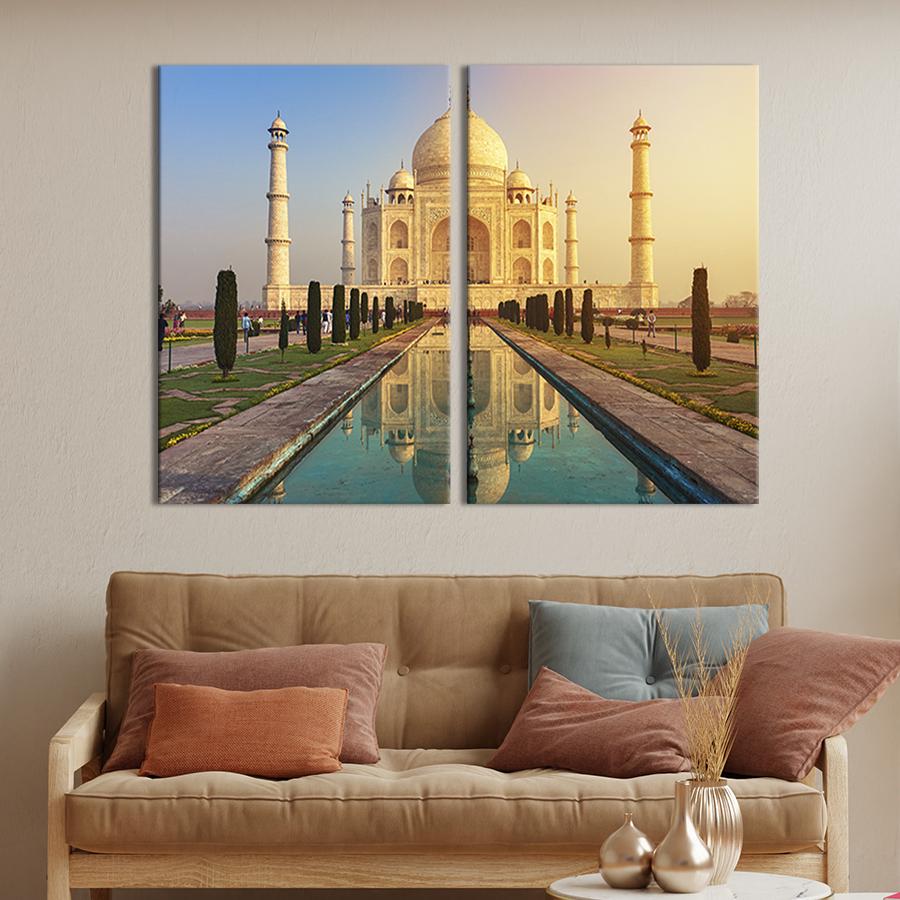 Настінний декор диптих картина на холсті для інтер’єру Сонячний Тадж-Махал 165x122 см (364-2)