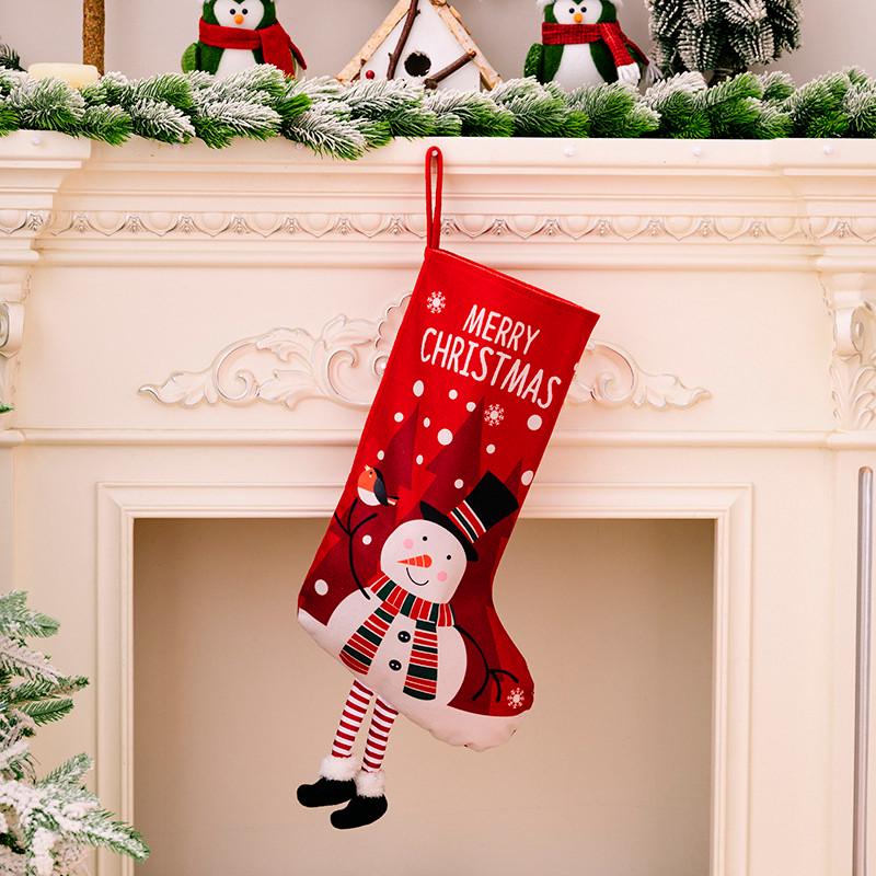 Новорічна декоративна шкарпетка для подарунків Lesko F18 Сніговик (31457494)