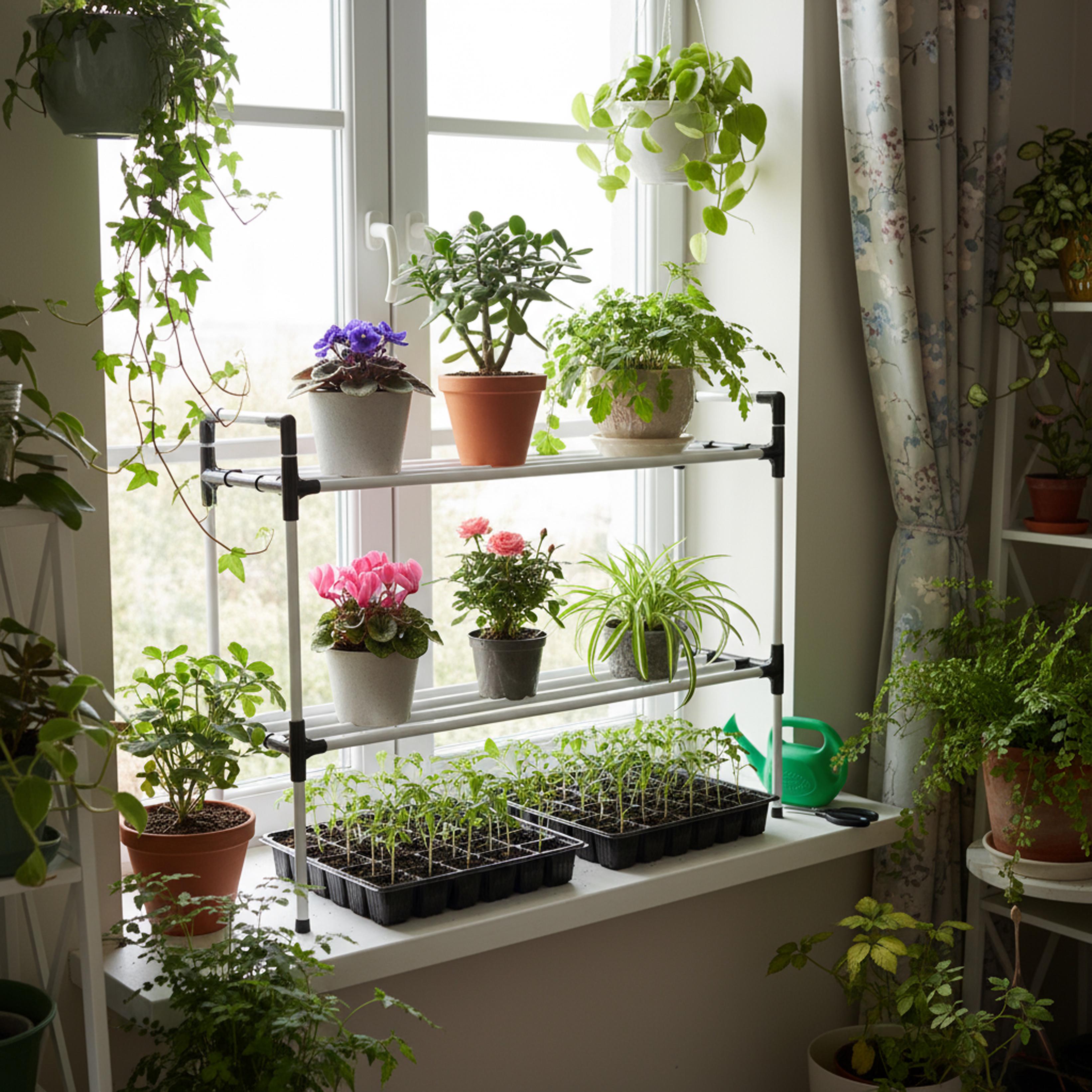 Подставка для цветов на подоконник Lucia 2 двухъярусная металлическая 52 см Белый (LuciaW2) - фото 5