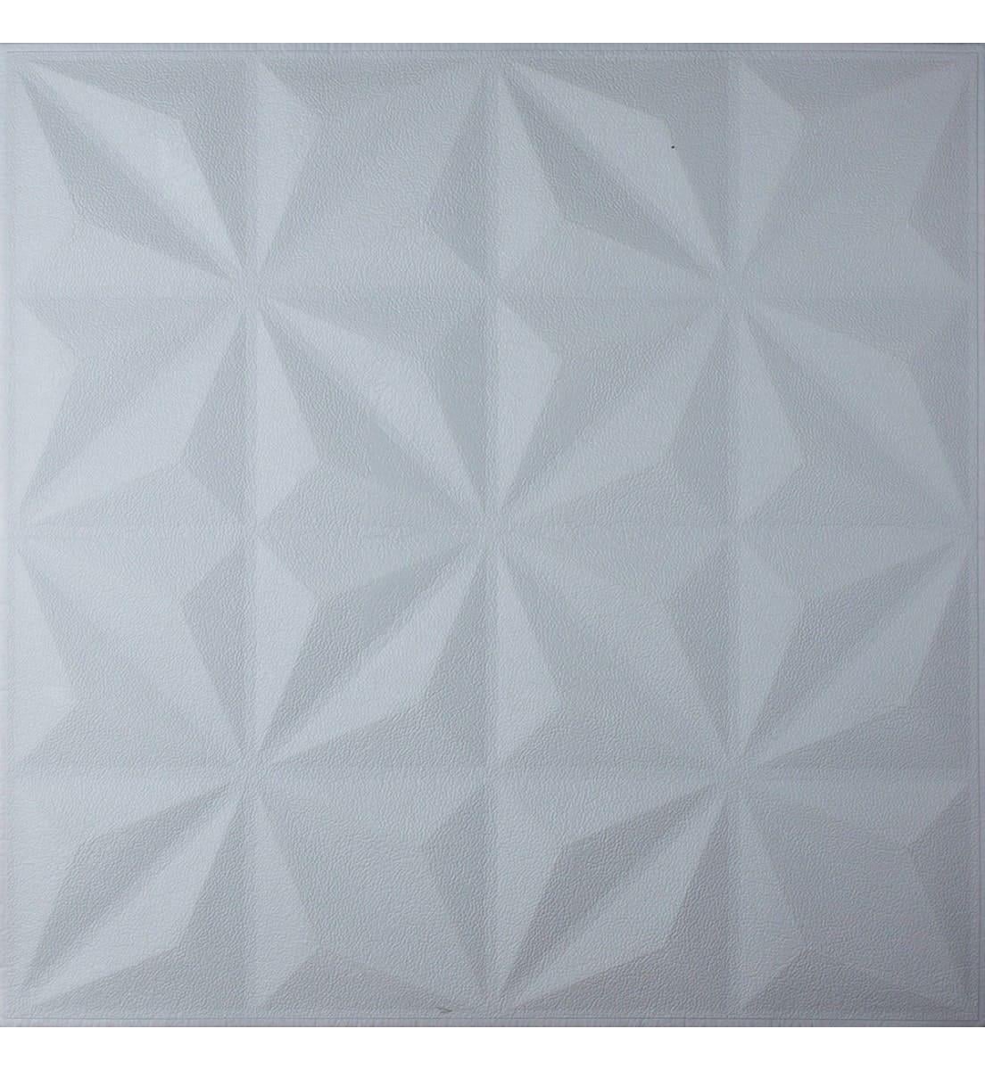 Панель 3D самоклеющаяся декоративная звезды 700x700x8 мм Белый (181)