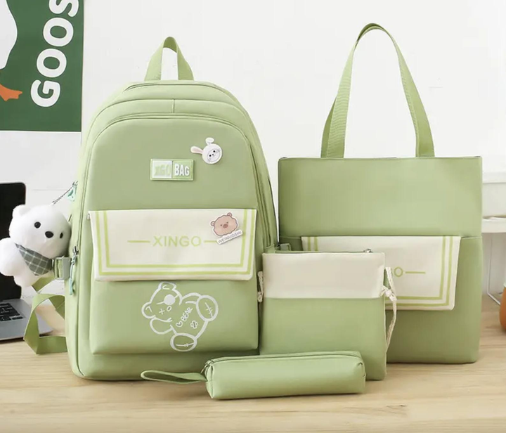 Школьный рюкзак для девочки XGO BAG 4в1 рюкзак/шоппер/пенал/сумочка Салатовый - фото 2