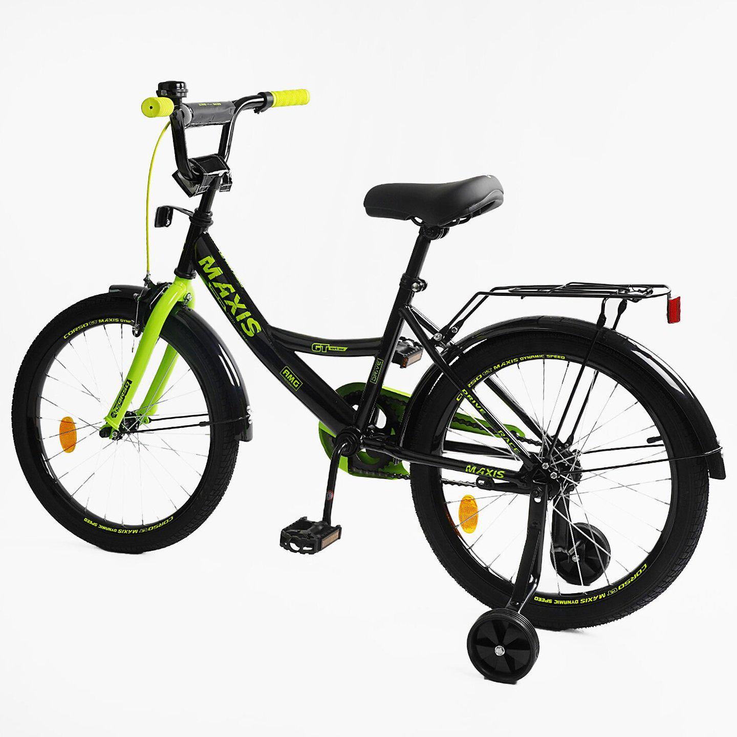 Велосипед двоколісний Corso MAXIS 20" дитячий з багажником Чорно-салатовий - фото 3 Велосипед двоколісний Corso MAXIS 20" дитячий з багажником Чорно-салатовий - фото 3