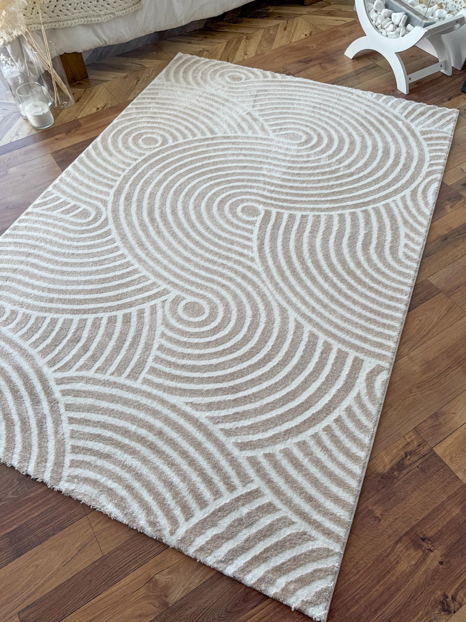 Килим прямокутний абстрактний 120х180 см Бежево-кремовий