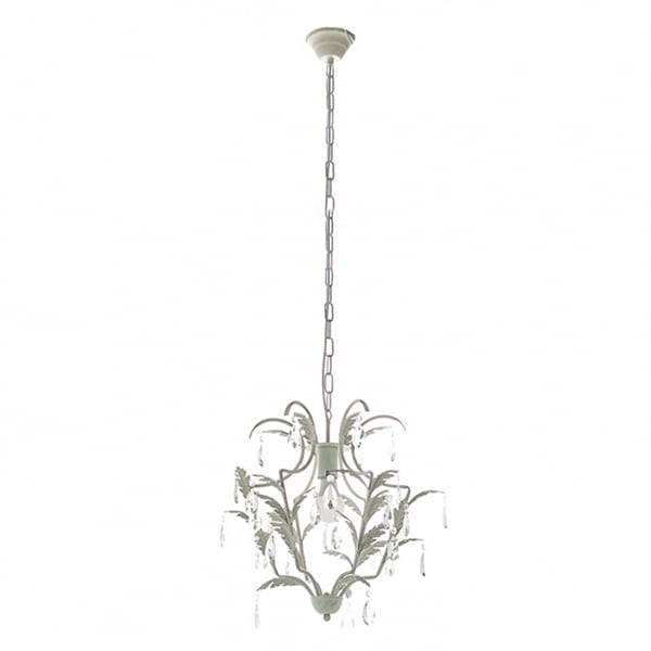 Люстра Flora с листочками и кристаллами на 1 лампу Белый (SM005) - фото 1 Люстра Flora с листочками и кристаллами на 1 лампу Белый (SM005) - фото 1