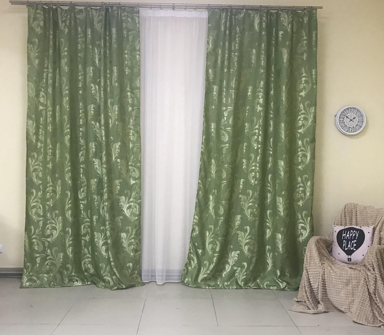 Шторы жаккардовые ALBO 150x270 см 2 шт. Салатовый (SH-С32-4)