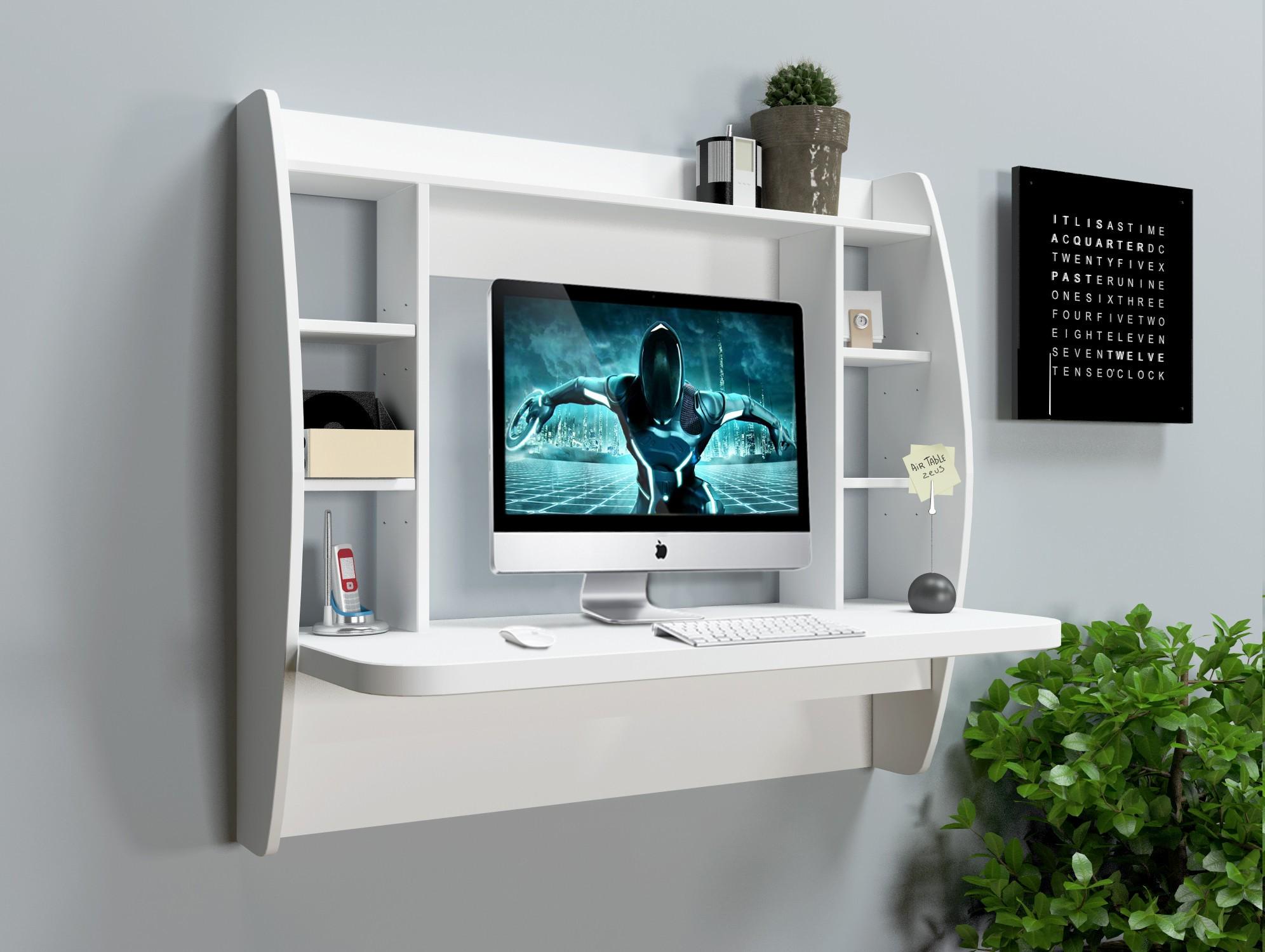 Комп'ютерний стіл письмовий Comfy Home AirTable I WT навісний з надставкою ДСП ламінований Білий - фото 2 Комп'ютерний стіл письмовий Comfy Home AirTable I WT навісний з надставкою ДСП ламінований Білий - фото 2