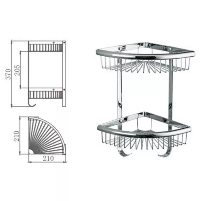Полка угловая Frap F352-1 2-х ярусная 240х320 мм Нержавеющая сталь/Хром - фото 2