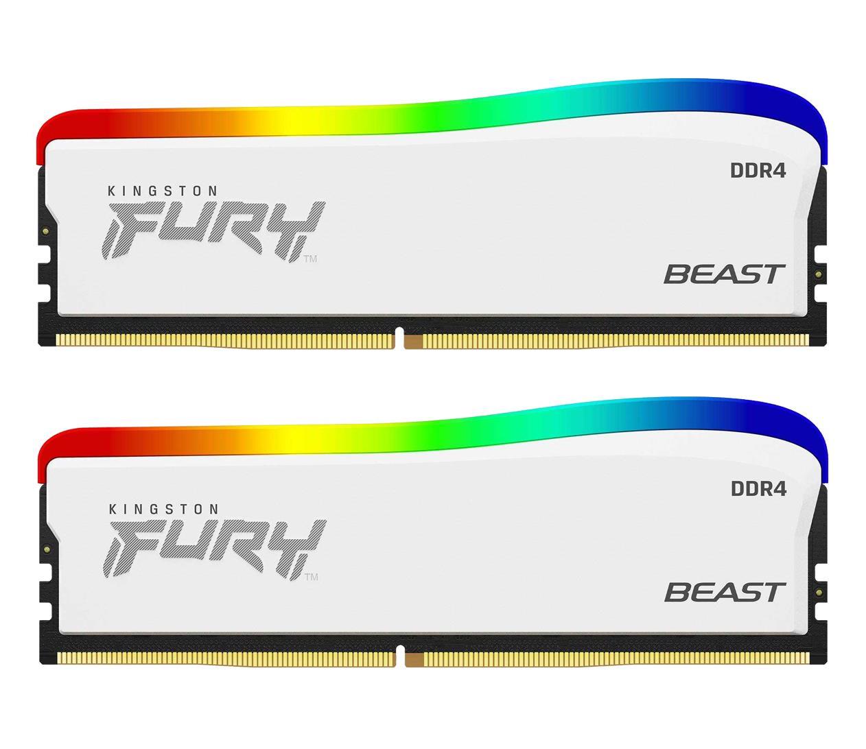 Оперативна пам'ять для ПК Kingston FURY 32 GB 2x16 GB DDR4 3600 MHz BEast RGB Special Edition White (KF436C18BWAK2/32)