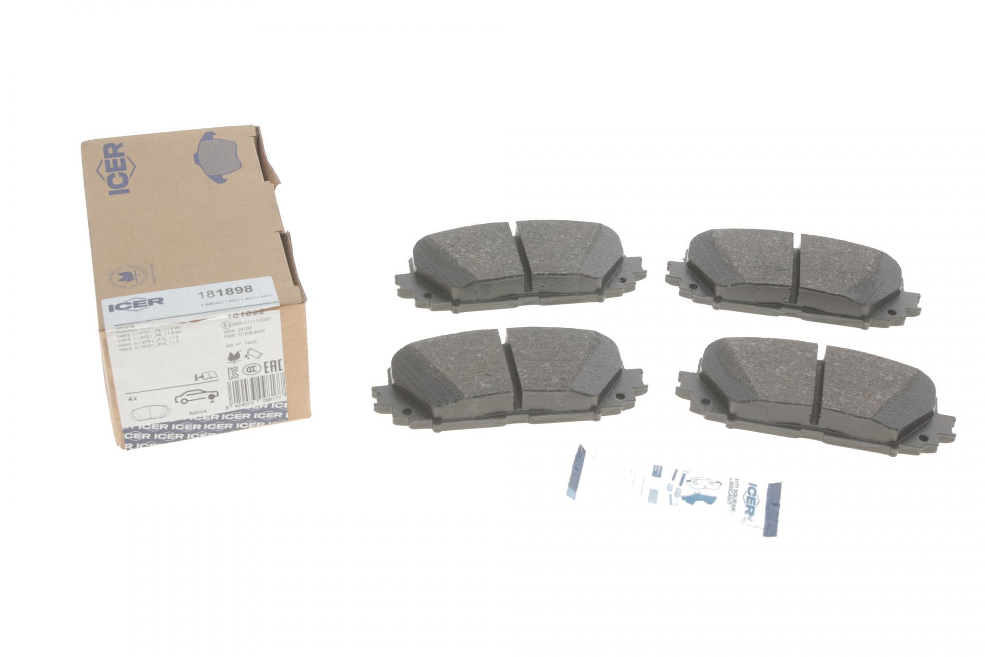 Колодки тормозные передние ICER 181898 Toyota Yaris 05-/Corolla XI 12-