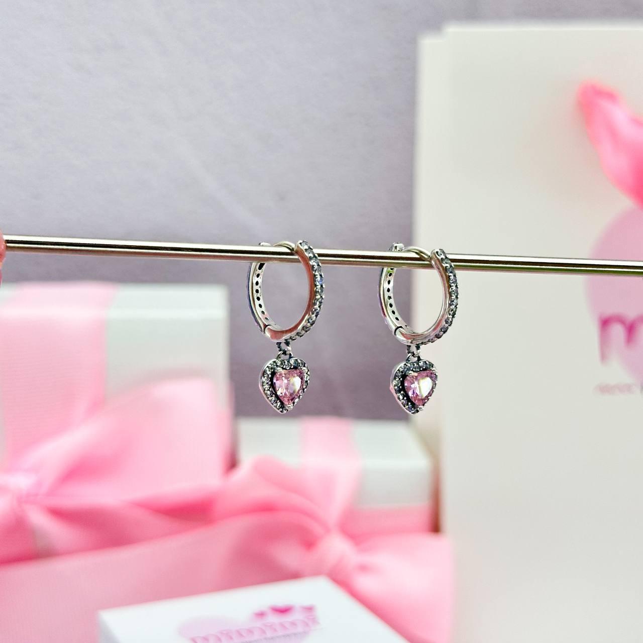 Сережки жіночі з камінням срібло 925 Рожевий (Д-silver-033-22192)