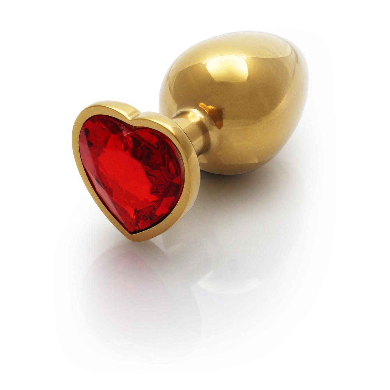 Анальная металлическая пробка Ouch! Heart Gem M Золотисто-красный (2745868083)