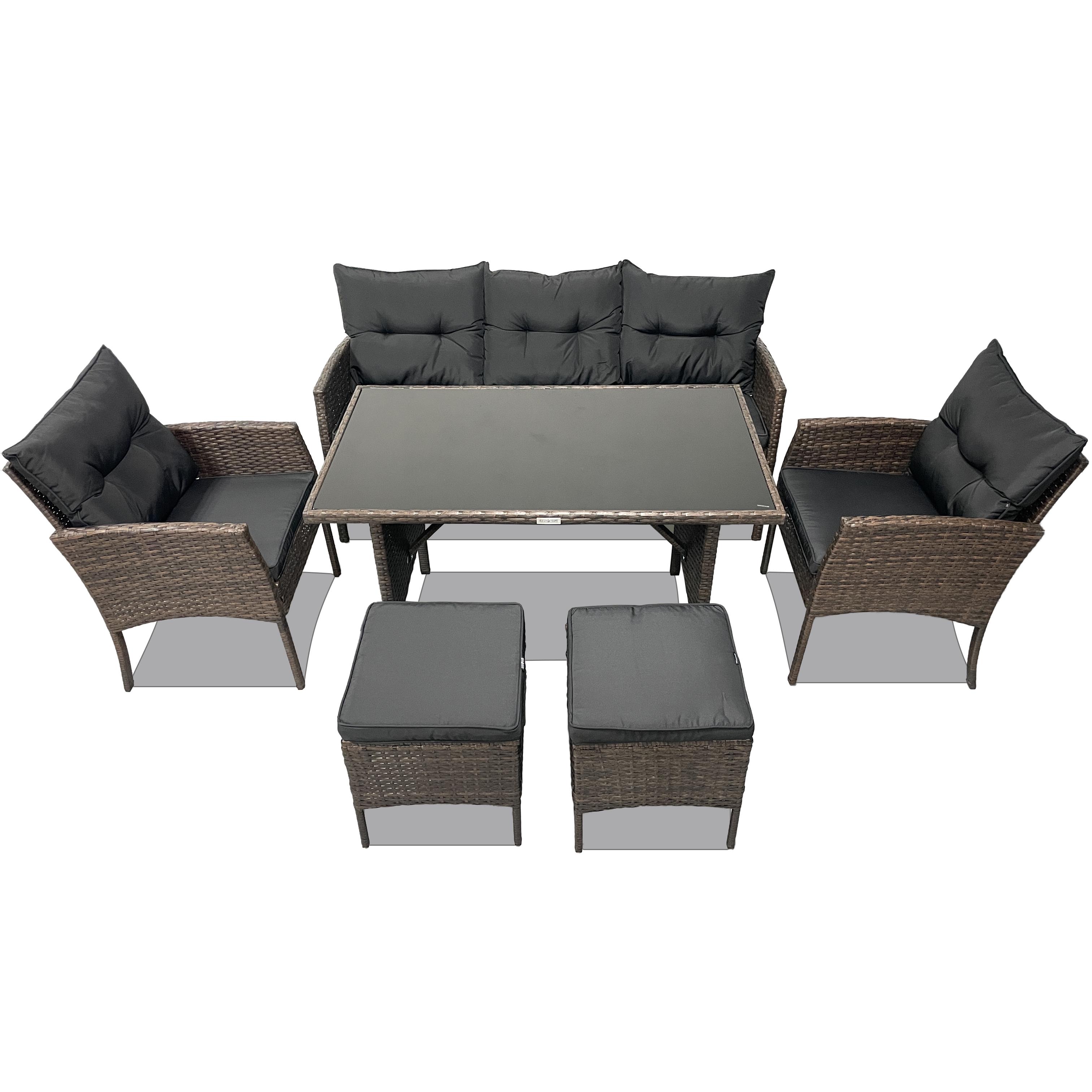 Садовая мебель из ротанга Lounge Loft Делюкс Лайт и два пуфа Темно-коричневый (303 Dark Brown)