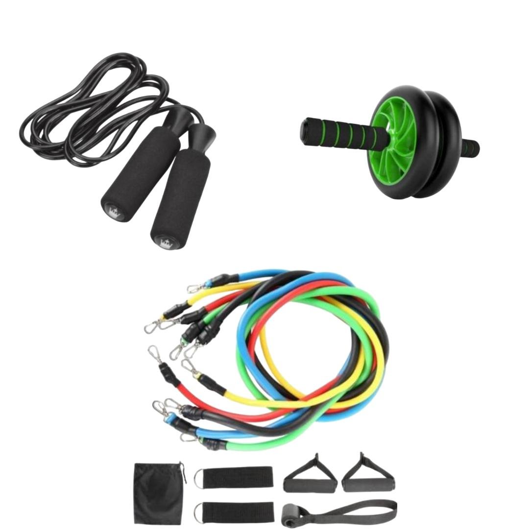 Набор для тренировок Power 3 набор трубчатых эспандеров/скакалка/фитнес колесо