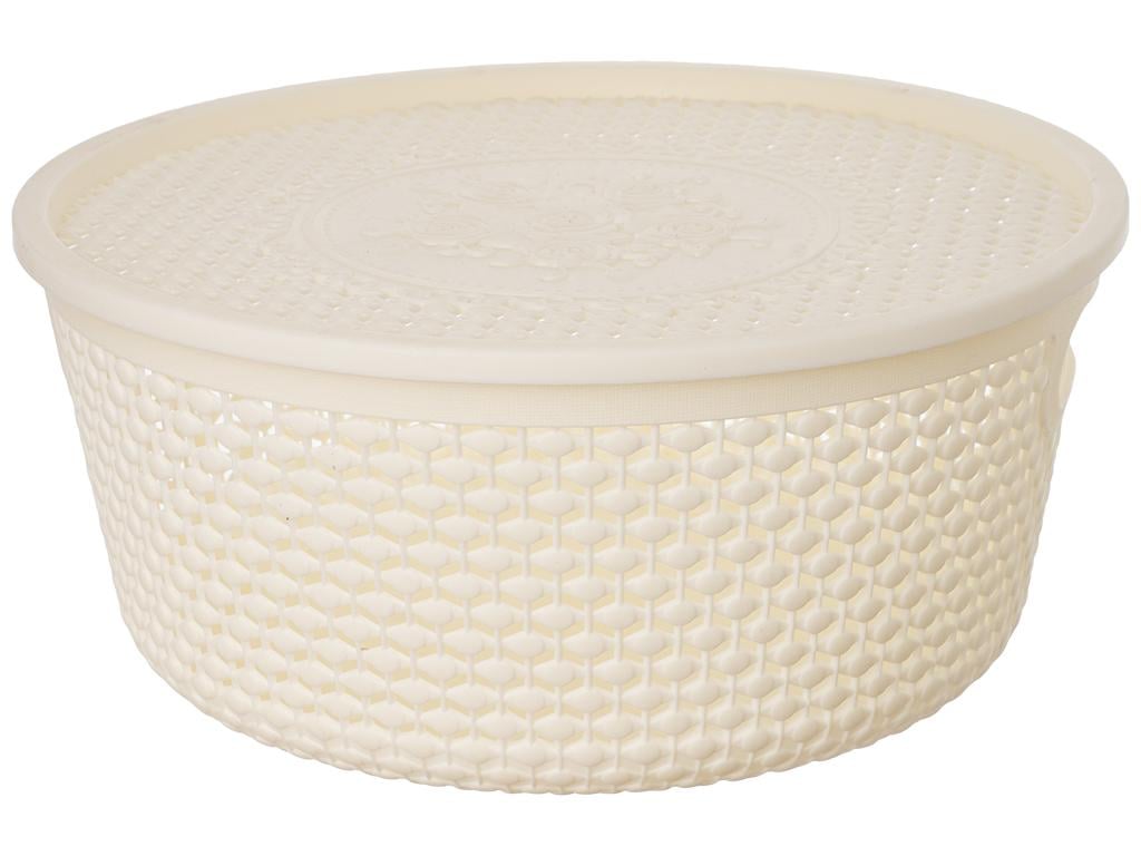 Кошик з кришкою 26х12 см Бежевий (MMS-R29486) - фото 1