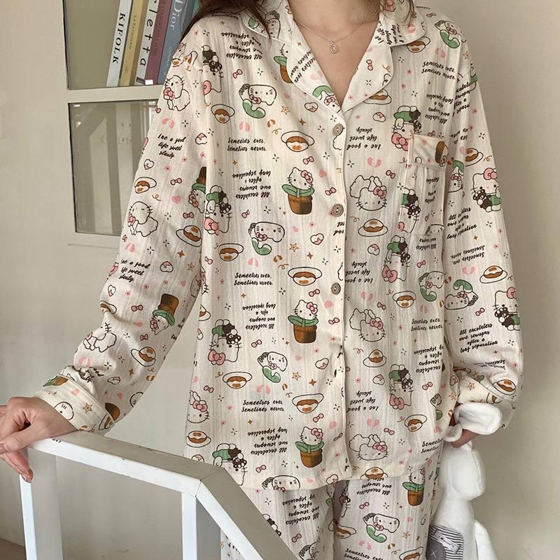 Пижама для девочки подростковая с принтом Hello Kitty из хлопка 152-160 см 10-13 лет Белый (10399) - фото 5 Пижама для девочки подростковая с принтом Hello Kitty из хлопка 152-160 см 10-13 лет Белый (10399) - фото 5