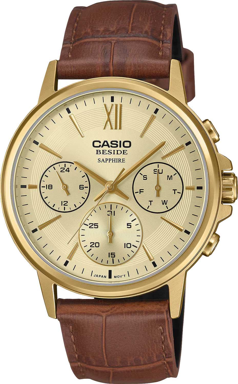 Годинник чоловічий Casio BMS-300GL-5A сапфірове скло золотистий циферблат