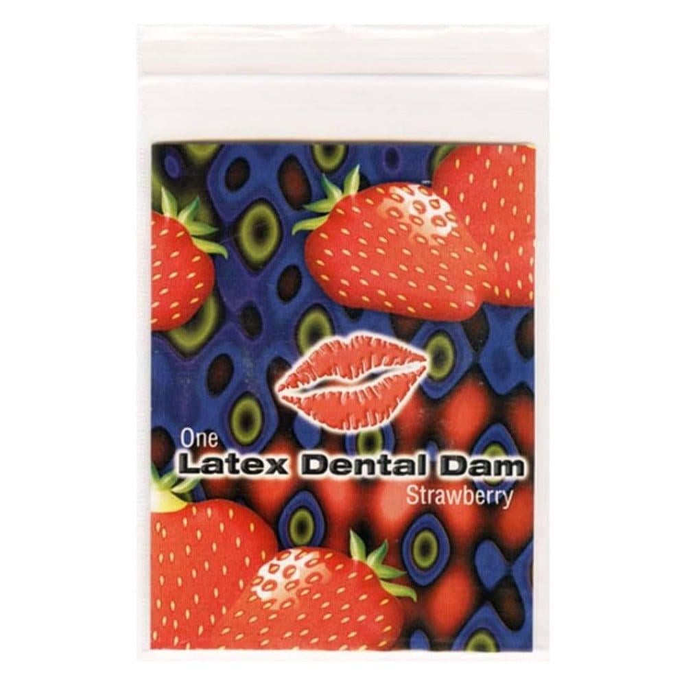Серветка для орального сексу Strawberry Latex Dental Dams зі смаком полуниці 1 шт. (ON60208)