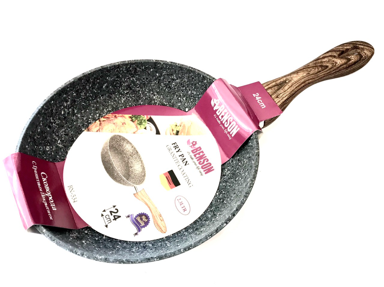 Сковорода Benson BN-534 с антипригарным гранитным покрытием 24 см (BSKK-001)