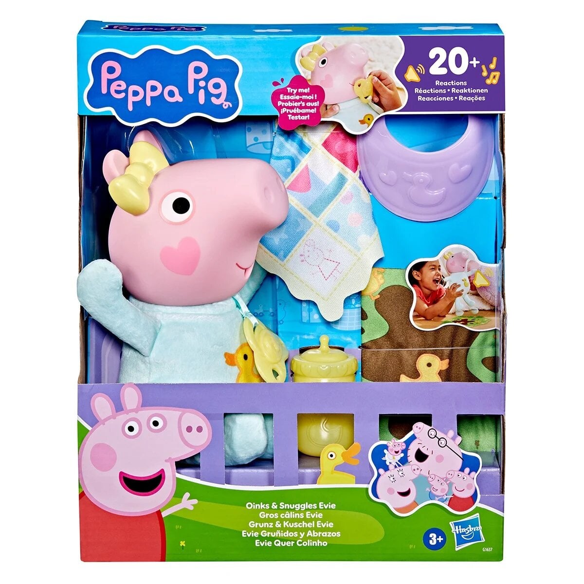 Интерактивная игрушка Peppa Крошка Эви хрюшки-объятия со звуком 28 см (G1637)