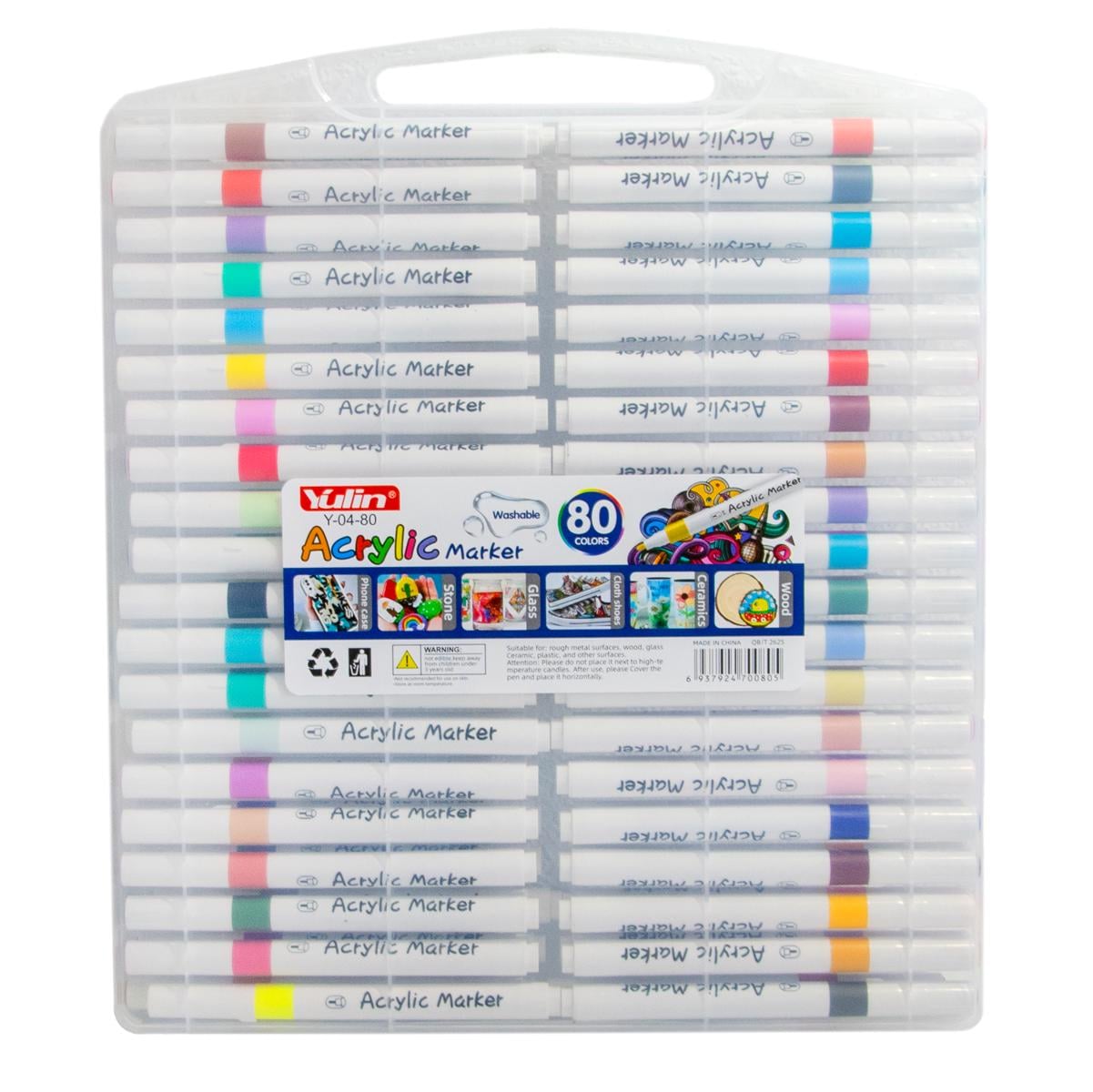 Маркеры для рисования Marker Acrylic Yulin Y-04-80 в кейсе 80 шт. (1010890-White-80)