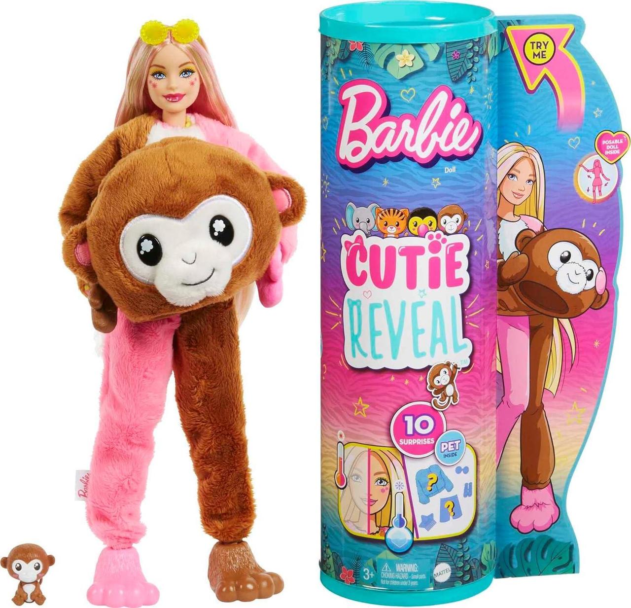 Лялька Barbie Cutie Reveal Jungle Series Monkey Plush Друзі з джунглів Мавпочка (HKR01)
