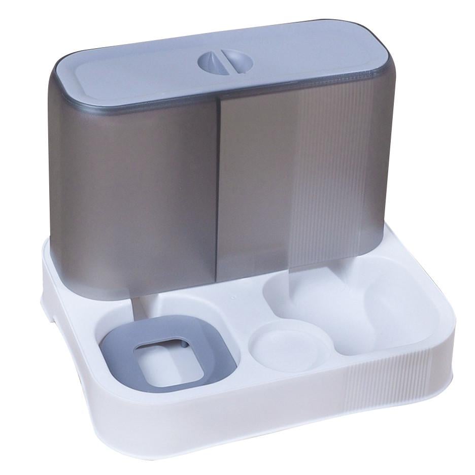 Миска для котів собак Taotaopets 193306 з автоматичною поїлкою Gray/White